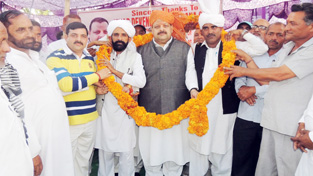 Provincial President National Conference Devender Singh Rana during visit to Nagrota constituency on Monday.