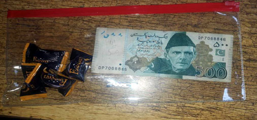 Pakistani currency and other items recovered from slain intruder in KG sector on Sunday. —Excelsior/Harbhajan