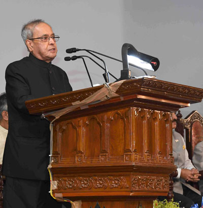 President, Pranab Mukherjee addressing at the inauguration of the Bose Institute’s Unified Campus, at Salt Lake, Kolkata, in West Bengal on Friday.