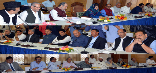 Chief Minister Mehbooba Mufti at the All Party Meeting in Srinagar on Tuesday.