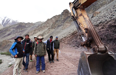 CEC inspecting ongoing construction work of Chokdo road in Leh.