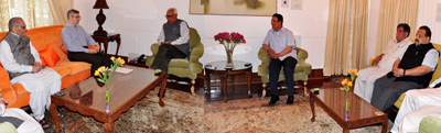 Governor interacting with National Conference delegation led by party president Omar Abdullah.