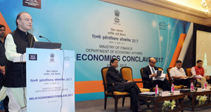 Union Minister for Finance, Corporate Affairs and Defence, Shri Arun Jaitley addressing at the inauguration of the Delhi Economics Conclave-2017, in New Delhi on Saturday.