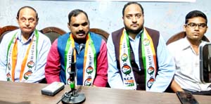 National gen secy of student wing of NCP, MM Pandey addressing press conference in Jammu on Thursday.