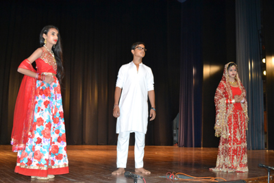 Students participating in a modelling competition during ‘Pratibha-Kala Mela’ organized at JU on Tuesday.