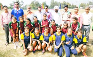 Winners posing for a group photograph along with chief guest during inaugural ceremony of Inter-District Volleyball Tournament at Reasi. Winners posing for a group photograph along with chief guest during inaugural ceremony of Inter-District Volleyball Tournament at Reasi.