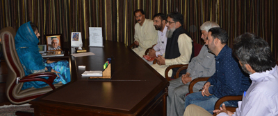 Deputation of transporters meeting with Chief Minister Mehbooba Mufti at Srinagar on Friday.