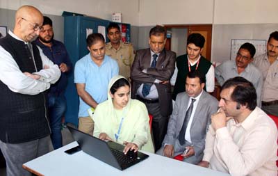Minister for Science Technology, Sajad Gani Lone interacting with a student in DPS Athwajan on Tuesday.