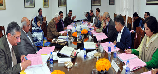 Governor N N Vohra and Chief Minister Mehbooba Mufti chairing Jammu University Council meeting on Tuesday.