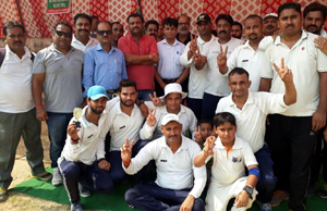 Winners posing alongwith dignitaries and officials in Jammu on Monday.