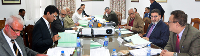 Governor N N Vohra chairing Council meeting of Kashmir University.