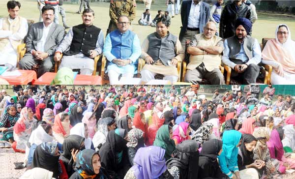 BJP leaders during the convention of OBCs at Srinagar on Monday.