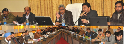 Div Com Jammu, Dr Mandeep K Bhandari chairing a meeting at Ramban on Thursday.