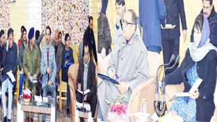 Chief Minister Mehbooba Mufti conducting public grievances camp at Bandipora on Sunday.