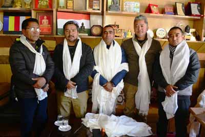 The newly elected office bearers of LBA posing for group photograph at Leh on Wednesday. -Excelsior/Morup Stanzin