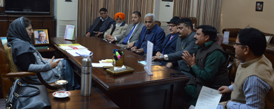 Chief Minister Mehbooba Mufti during a meeting with deputation of MLCs at Jammu on Thursday.