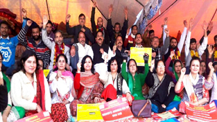 NPP leaders and activists sitting on chain hunger strike on 6th consecutive day in Jammu.