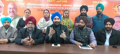 BJP senior leader and State Incharge All Cells Varinderjit Singh interacting with media persons at Jammu on Friday.