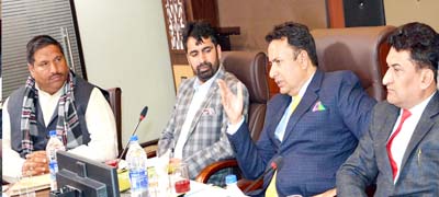 FCS&CA Minister, Ch Zulfkar Ali chairing a meeting at Jammu on Tuesday.