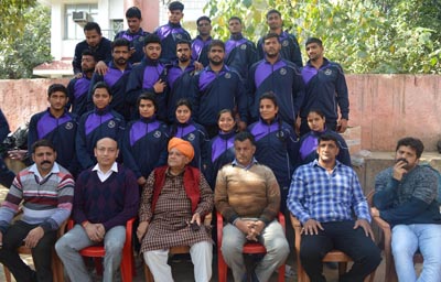 Wrestlers posing for a photograph alongwith MLC Ashok Khajuria before departing for Nationals.