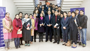 Students of ICccR & HRM with Resource Persons after panel discussion at JU on Monday.