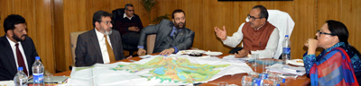 Deputy Chief Minister Dr Nirmal Singh chairing a meeting on Monday.