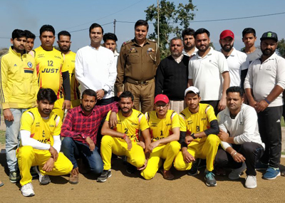 Winners of inaugural tie of Bawa Jitto Cricket Gold Cup posing for a group photograph on Sunday.