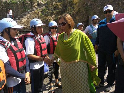 Director Tourism, Smita Sethi interacting with Rafters during National Championship in Reasi.