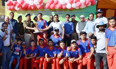 Winners posing along with the dignitaries during concluding function of Zonal Sports Festival in Jammu.
