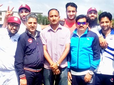 Jubilant AG's XI team posing along with ace cricketer Ashwani Gupta and other dignitaries at Gharota in Jammu.