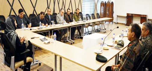 Chief Minister Mehbooba Mufti presiding over security review meeting in Srinagar on Tuesday.