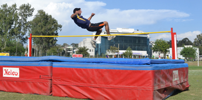 Athlete making a successful attempt during high jump at JU.