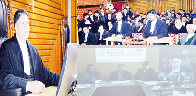 Justice Mohd Yaqoob Mir adjudicating cases through video conference on Tuesday..