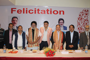 J&K Bank Chairman and others during a felicitation function at Katra.