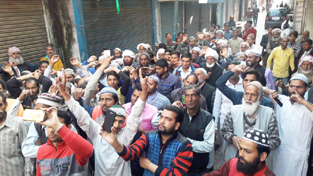 People protesting in Nowshera on Friday. — Excelsior/Bhat