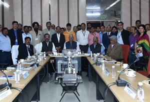 Union Power Secretary, CMD NHPC and others witnessing Power Point Presentation at Salal Power Station on Sunday.