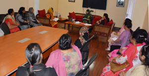 Chief Minister Mehbooba Mufti interacting with a deputation at Jammu on Thursday.