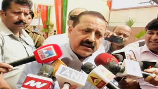 Union Minister Dr Jitendra Singh speaking to media persons after the declaration of Northeast election results at BJP Headquarters, 6 Deen Dayal Upadhyay Marg, New Delhi on Saturday.