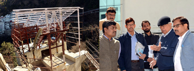 Governor NN Vohra inspecting work on passenger ropeway at Bhawan.
