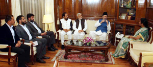 Member Parliament Muzaffar Hussain Beigh during a meeting with Defence Minister Nirmala Sitharaman on Friday.