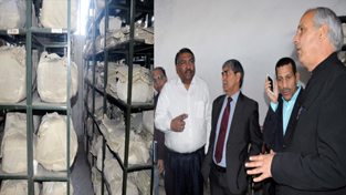 Minister for Revenue Abdul Rehman Veeri during his visit to Central Record Room at Jammu on Wednesday.