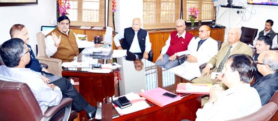 Chief Secretary B B Vyas chairing a meeting at Jammu on Thursday.