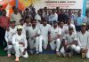 Jubilant KCCC players posing along with CEO JKCA Ashiq Hussain Bukhari and other dignitaries in Jammu on Thursday.