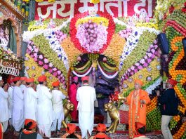 A view of the Holy Cave of Shri Mata Vaishno Devi Ji on the commencement of Navratras.