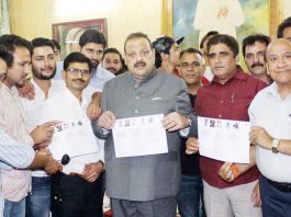 NC Provincial President Devender Singh Rana alongwith Student Wing Jammu Province members during on organisational event on Thursday.