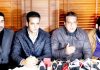 Industrialists Association Khunmoh office bearers addressing a press conference on Thursday. -Excelsior/Shakeel