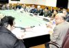 Chief Secretary BVR Subrahmanyam chairing a meeting in Srinagar on Thursday.