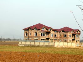Construction in saffron land continues in South Kashmir’s Pampore town. —Excelsior/Younis Khaliq