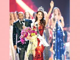 Miss Philippines Catriona Gray jubilates after being crowned as the new Miss Universe 2018 in Bangkok, Thailand on Monday. (UNI)