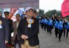 Governor Satya Pal Malik taking salute while inaugurating NSG U-17 Football Tournament on Monday.